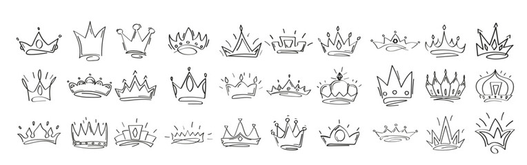 Set of Crown Sketches vector illustration
