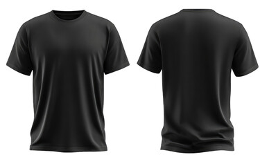 Front and back view of a blank black t-shirt