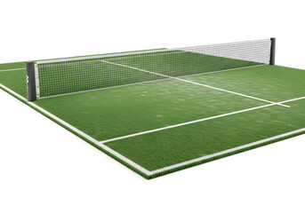 Padel Tennis Court Green Turf, Net, and Lines