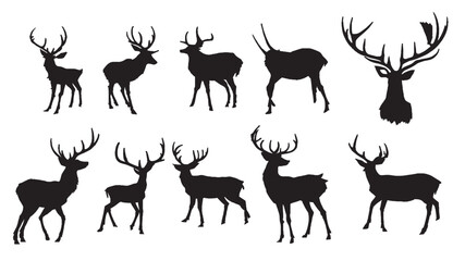 deer silhouette set vector illustration