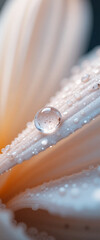 Closeup of White Flower Petals with Dew Drops &ndash; Fresh Nature Macro
