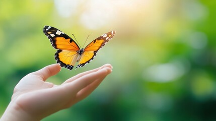 Obraz premium The hand and the butterfly