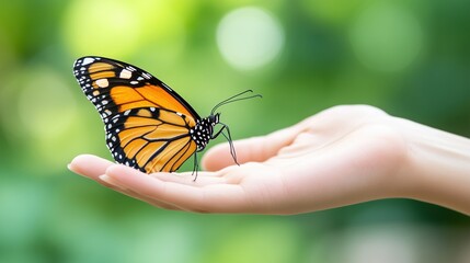 Naklejka premium The hand and the butterfly