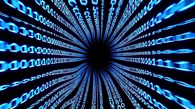 Coding Screen on Black Background - IT binary code appearing on screen - Matrix Effect of Programmer - Technology Concept of Programming, Hacking, Cracking, Cyber, Data, Computer, Piracy