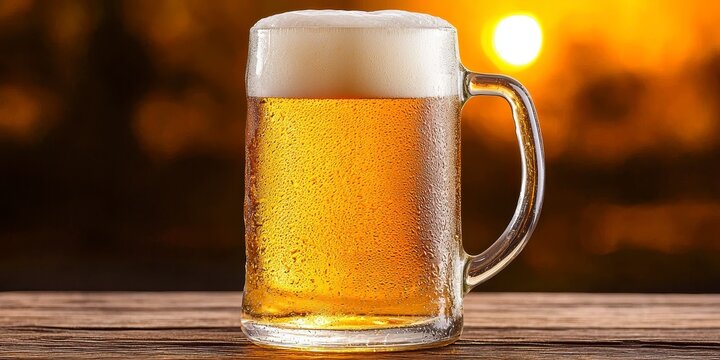 cold mug of beer. Chilled brew in a frosty tankard a refreshing beverage for enjoyment perfect thirst quencher alcoholic drink pub bar tavern alcohol ale lager.