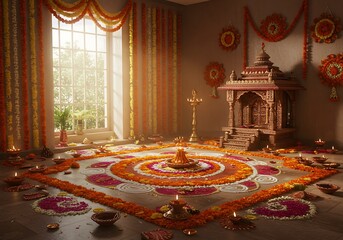 Intricate cultural decorated room