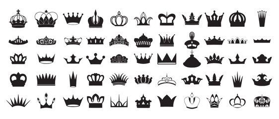 Set of Black Crowns vector illustration