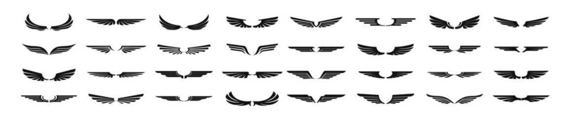 wings icons set vector illustration
