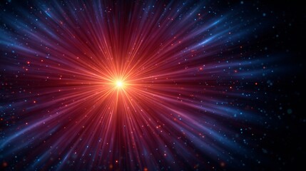 Naklejka premium Celestial Explosion: A breathtaking display of cosmic energy radiates outwards, creating a visual spectacle of light and color in the vast expanse of space.