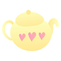 yellow teapot with heart vector illustration isolated on white