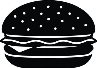 beef burger clean silhouette vector illustration