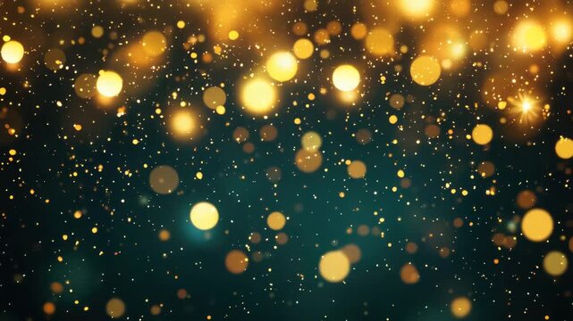 golden shining christmas glitter on green background animation