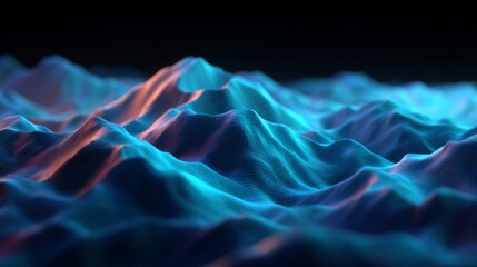 Obraz premium Vibrant Mountainous Terrain: An artistic depiction of abstract mountains, rendered in a captivating display of dynamic colors, evocative of depth and dimension.