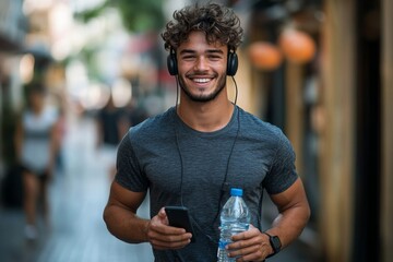 young man drinking water, Generative AI