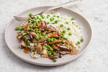 Potato rice pan with shiitake mushrooms