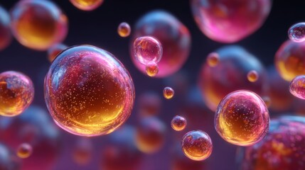 Mysterious Bubbles in the Universe: An exquisite abstract piece showcasing iridescent spheres. This stunning macro shot captures the ephemeral beauty of spherical elements in a dark background. 