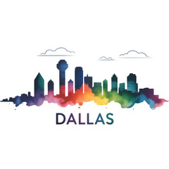 Obraz premium Dallas city skyline watercolor silhouette isolated on transparent background