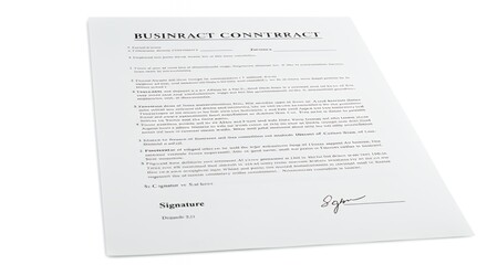 Signed Business Contract Document on White Background, Representing Agreement and Corporate Transactions