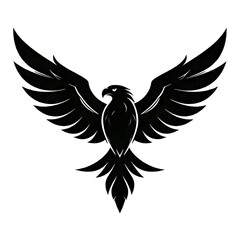 Obraz premium Stylized black eagle silhouette with wings spread wide 