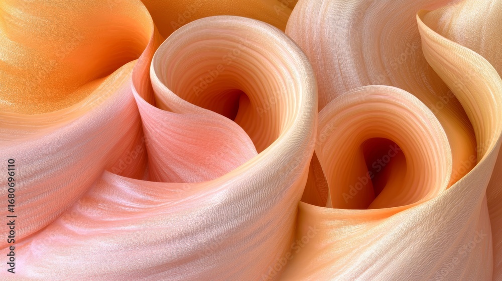 Sticker abstract curves and swirls in peach and pink hues with elegant flowing forms and modern design