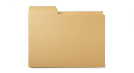Manila File Folder with Tab Isolated on White Background for Office Document Organization