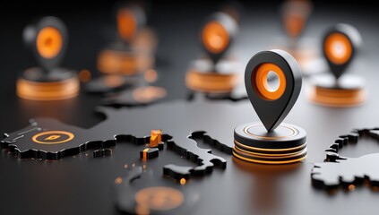 3D render of global network map with highlighted location markers