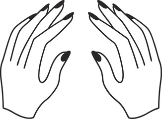 Obraz premium Elegant hands with dark manicured nails, showcasing beauty, care, and style in a minimalist and modern design