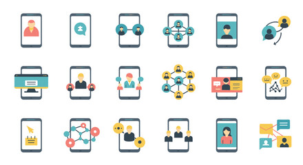 Mobile communication concepts with flat design icons