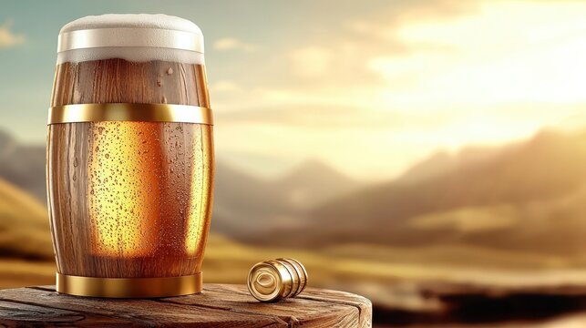 A craft beer bottle with a blank white gift card on a wooden table in a cozy bar long title A craft beer bottle with a blank white gift card. Perfect beverage presentation a solitary ale - Powered by Adobe