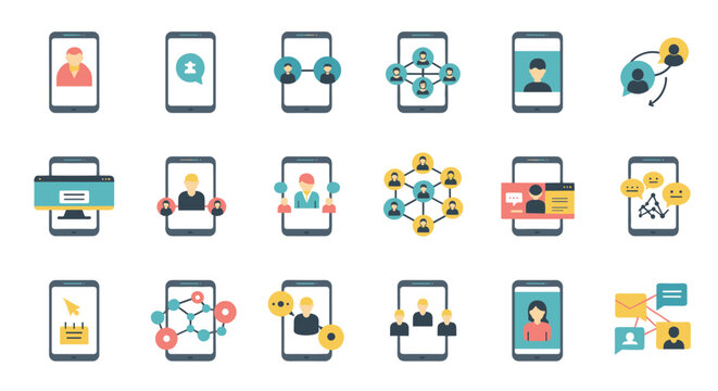 Mobile communication concepts with flat design icons