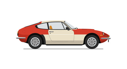 Fototapeta premium Classic red and white sports car side view urban design