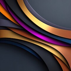 Abstract layered curves in warm metallic tones on a dark background