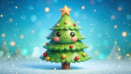 Cute kawaii style Christmas tree character