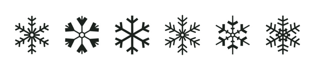 Christmas decoration elements snowflakes icon set