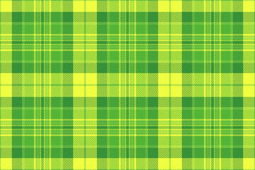 Canvas check pattern vector, ornate texture textile fabric. Ornament background seamless plaid tartan in green and lime colors.