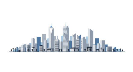 Modern city skyline in minimalist style with skyscrapers