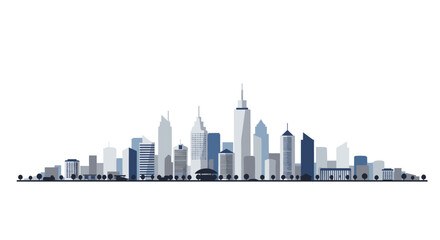 Modern urban skyline silhouette with skyscrapers and cityscape elements