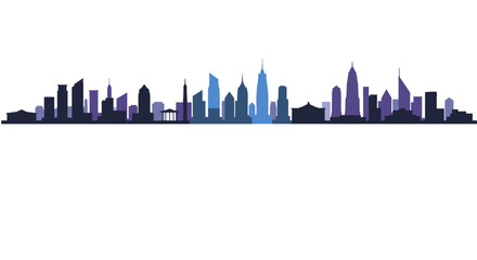 Fototapeta premium Modern city skyline silhouette with gradient reflection