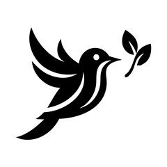 Obraz premium Bird Peace Leaves Stylized Peace Dove Logo Symbol