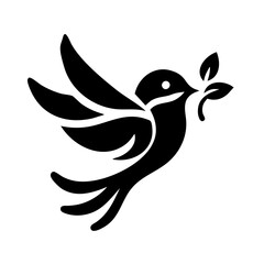 Bird Peace Leaves Stylized Peace Dove Logo Symbol