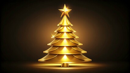 Golden Christmas tree icon illustration