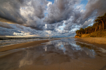 Colorful sunset over Baltic sea