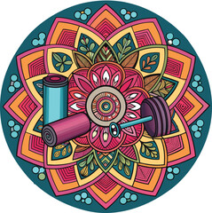 gym instrument mandala design combined vibrant