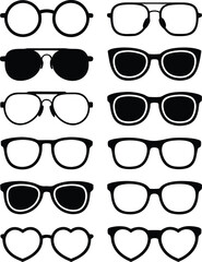 Silhouette Collection of Eyeglasses and Sunglasses Various Shapes Designs for Vision Correction and Style