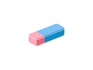 Close-up of a pink and blue eraser isolated on a black background with soft lighting