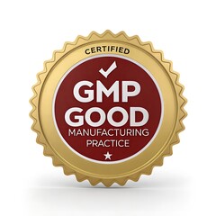 Fototapeta premium Gold Certified GMP Good Manufacturing Practice Seal with Star badge