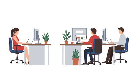 Fototapeta premium Office workspace with diverse team and modern design elements