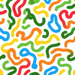 Colorful Abstract Wavy Lines Pattern on White Background
