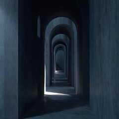 Fototapeta premium Dark, arched concrete passageway