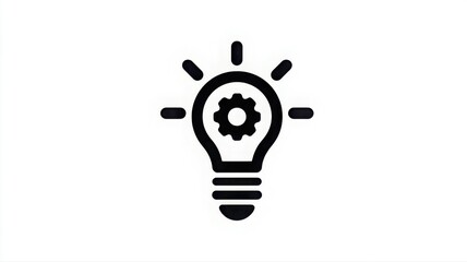 Innovation Icon: Lightbulb with Gear, Idea Generation Concept